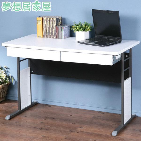 夢想居家屋：巧思辦公桌-120cm加厚桌面(附二抽屜) 工作桌 書桌 OA 電腦桌-PC-1222C-22