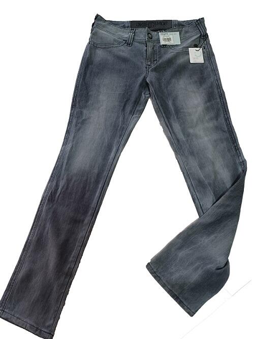 EDWIN專櫃-圓織灰藍刷色刺繡窄直筒牛仔褲