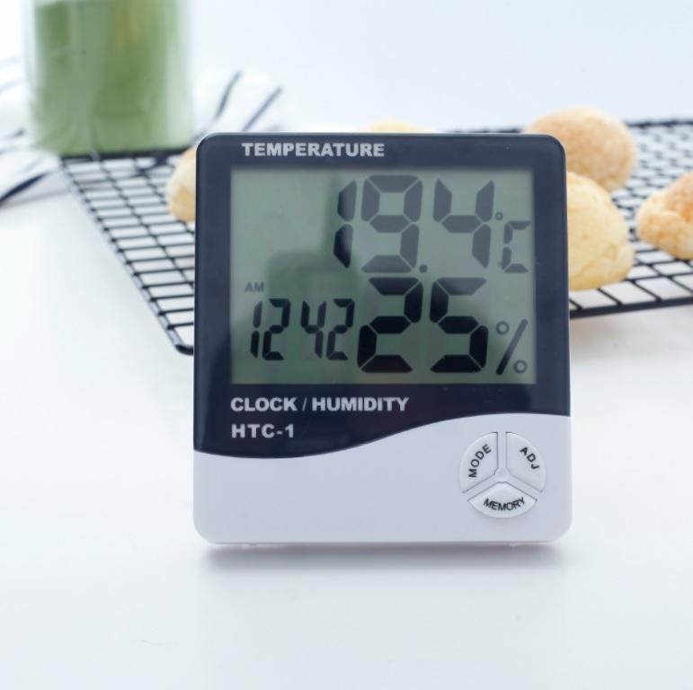 【勁昕科技】HTC-1多功能室内電子温濕度計 時間鬧鐘家用數位顯示温度計