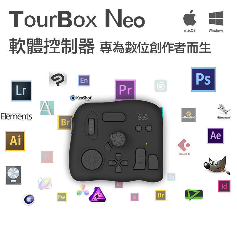 【eYe攝影】含收納包 TourBox NEO 繪圖創作工具 LR PS 自訂快捷 影片剪輯 修圖 支援 MAC WIN