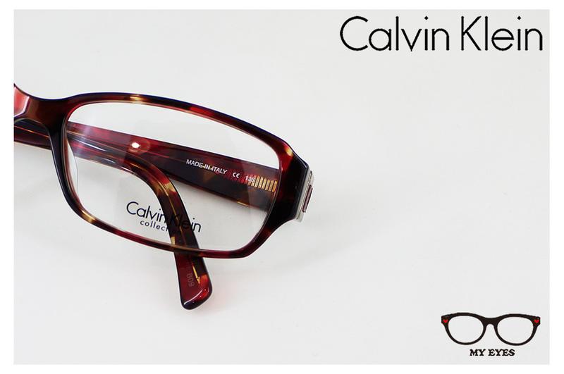 【My Eyes 瞳言瞳語】Calvin Klein卡文克萊複合光學鏡架 透斑色皮紋 古典優雅氣質(7712)