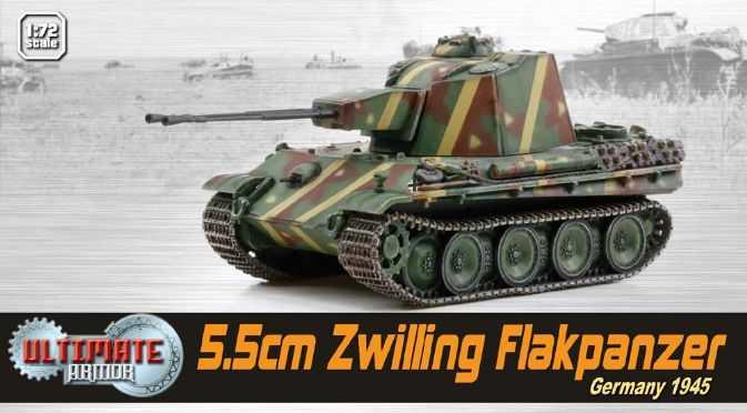 DRAGON 威龍模型 60593 5.5cm Zwilling Flakpanzer，德國1945年 完成品 1/72