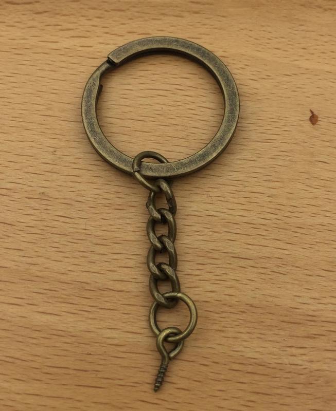 【匠真手作材料】…～古銅色鑰匙圈帶鍊羊眼釘～…一份2個10元