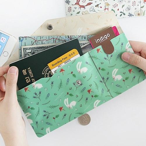 ♀高麗妹♀韓國 indigo Willow Story 動物花園信封型機票護照手機收納包 (6款選)預購