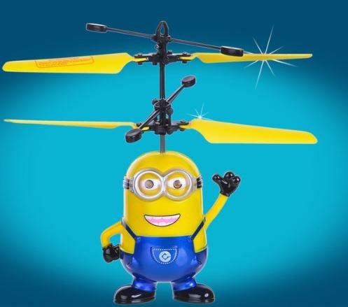 小小兵造型(附水滴搖控) 小小兵 神偷奶爸 小黃人 USB充電 感應飛行器 飛行玩具 搖控飛機 直升機