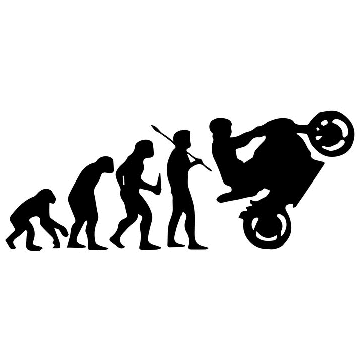 【德國Louis】車身裝飾防水貼紙 人類進化趣味圖案摩托車重型機車重機汽車自黏式強力背膠車體貼膜黑色貼片10029097