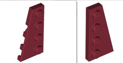 LEGO樂高 深紅/暗紅色 楔形薄片(一對) Wedge Plate 4 x 2 零件 (41770)+(41769)