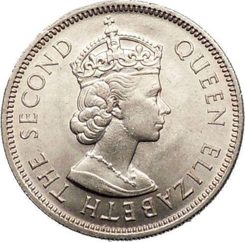 稀罕 1961 H 記 伊麗莎白二世 英屬 馬來亞 Malaya 馬來西亞 婆羅洲 50分 cents 大型 古 錢幣
