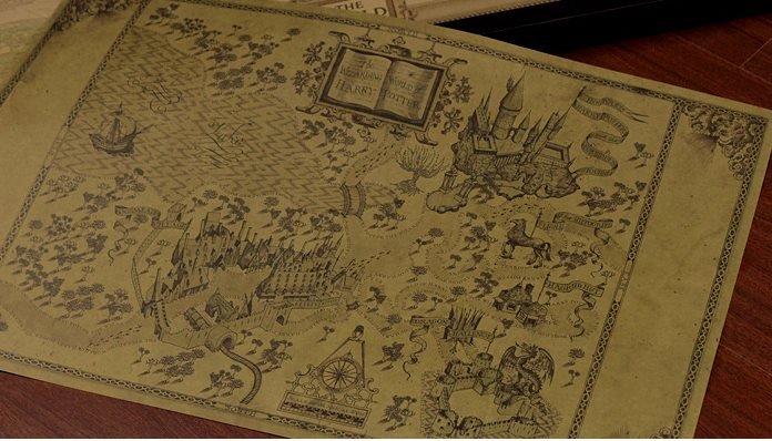 超正《哈利波特》魔法世界地圖 復古風格 51*35 cm大尺寸牛皮紙 海報 臥室 咖啡廳 PUB 裝飾