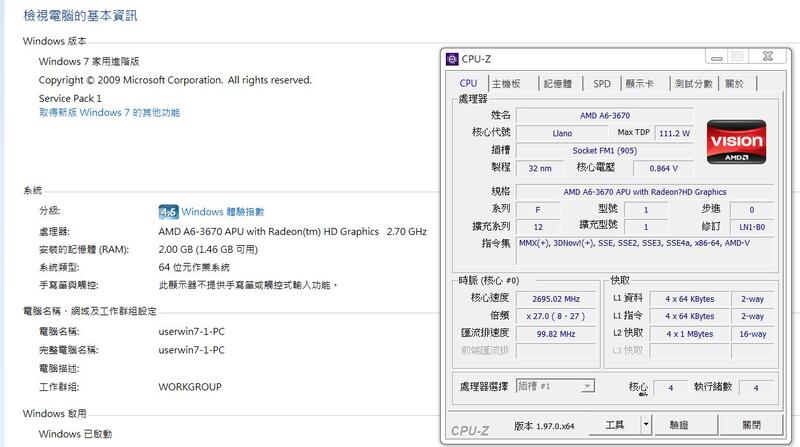 台南【數位資訊】AMD FM1 A6-3670 2.7G APU 四核心 內建HD 二手良品 賣$350