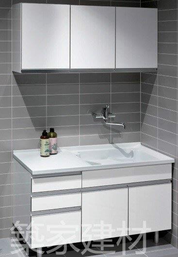 【AT磁磚店鋪】新竹 Corins 柯林斯 100%防水人造石檯面 洗衣槽 浴櫃組 GN-120 120cm 時尚洗衣槽