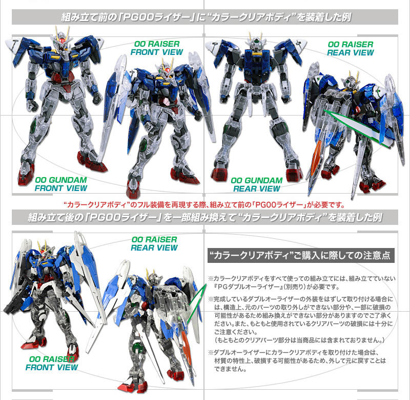 【鋼普拉】初回特典 PG 1/60 00 RAISER COLOR CLEAR BODY 00R 能天使鋼彈 彩透配件