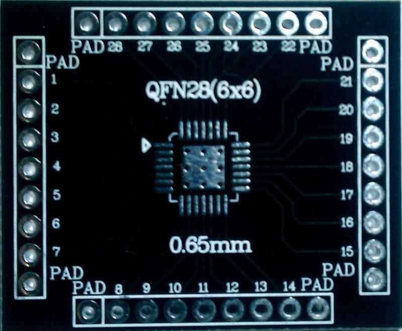 [數位DIY] QFN28(6x6) 0.65mm TO DIP 轉接板(PAD)
