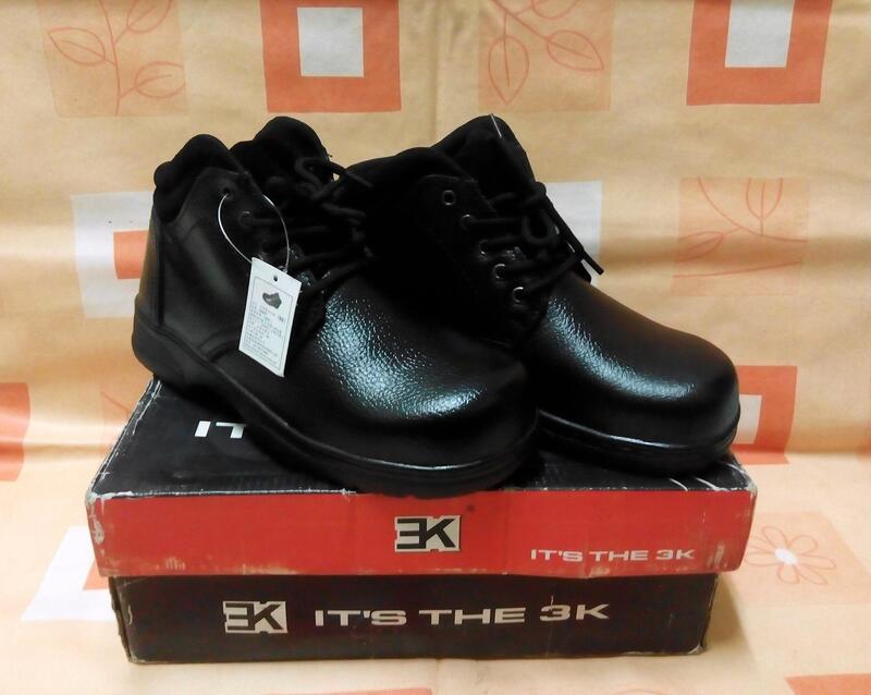 3K-B5021 短筒皮革安全鞋 鋼頭安全鞋 止滑耐磨工作鞋 黑色 6號 男女可穿~