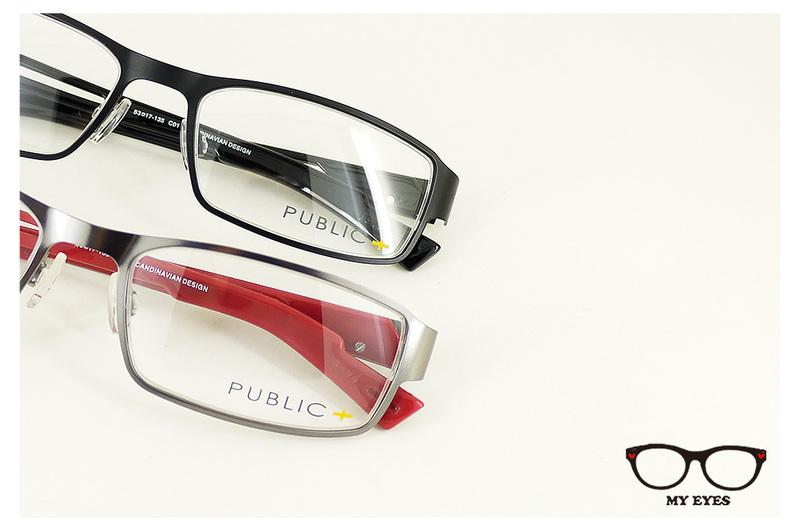 【My Eyes 瞳言瞳語】PUBLIC+  銀色/純黑色方圓型複合式眼鏡 俐落氣質好搭配 青春男兒風 (PB5082)