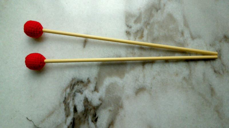 【棋琴樂坊】~全新~(台灣製)鐵琴/木琴琴棒/高音紅色毛線頭琴槌 (粗桿長擊槌)長:約 39cm