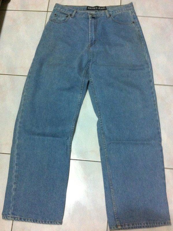 jeans company nautica 33 淺藍 垮褲 滑板 街頭 潮牌 上漿 磅數