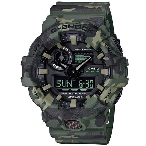 CASIO手錶專賣店 G-SHOCK綠迷彩GA-700CM-3A 耐衝擊指針雙顯錶全新CASIO公司貨~有現貨~