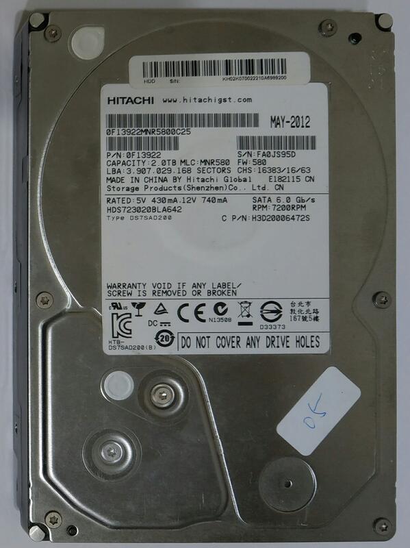 日立 Hitachi  SATA3 3.5" 硬碟 2T