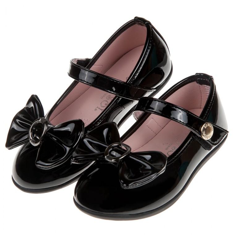 童鞋(17~23公分)台灣製蝴蝶結亮皮黑色兒童公主鞋K8Z896D