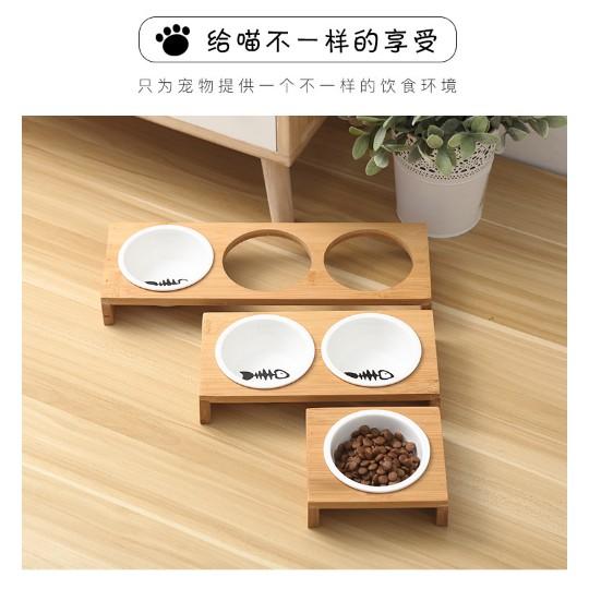 陶瓷貓碗【阿寶咪寵物坊】竹製碗 陶瓷碗 貓碗 單碗 雙碗 三碗 水碗 餐桌 貓咪用品 貓糧