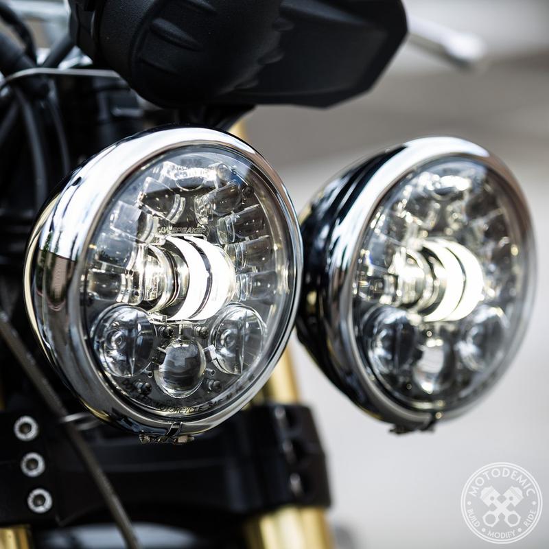 黑登國際Motodemic TRIUMPH STREET TRIPLE DUAL ROUND LED 頭燈單組件