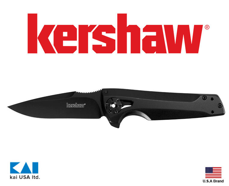 美國Kershaw折刀FLYTHROUGH黑色8Cr13MoV不銹鋼KVT滾軸開刀附背夾【KS1988】