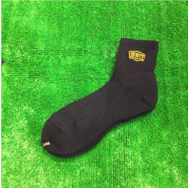 棒球世界 全新ZETT本壘版金標運動短襪~台灣製造加厚毛巾底 特價黑色