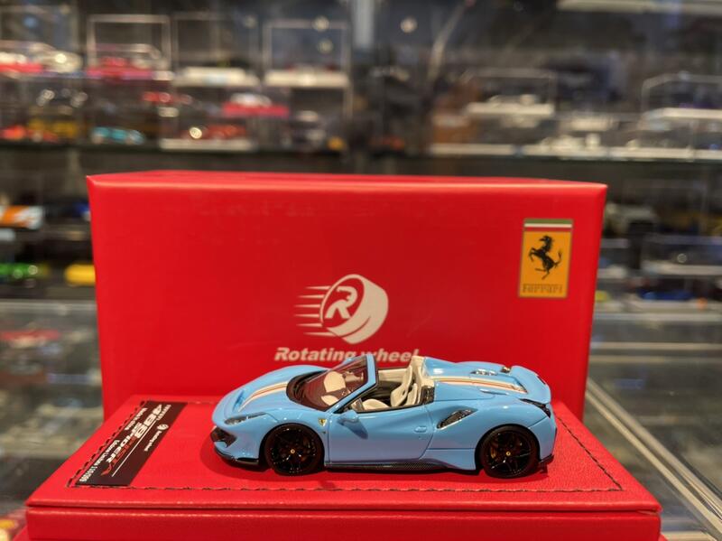 吉華@ 1/64 Rotating Wheel Ferrari 488 PISTA SPIDER Baby blue