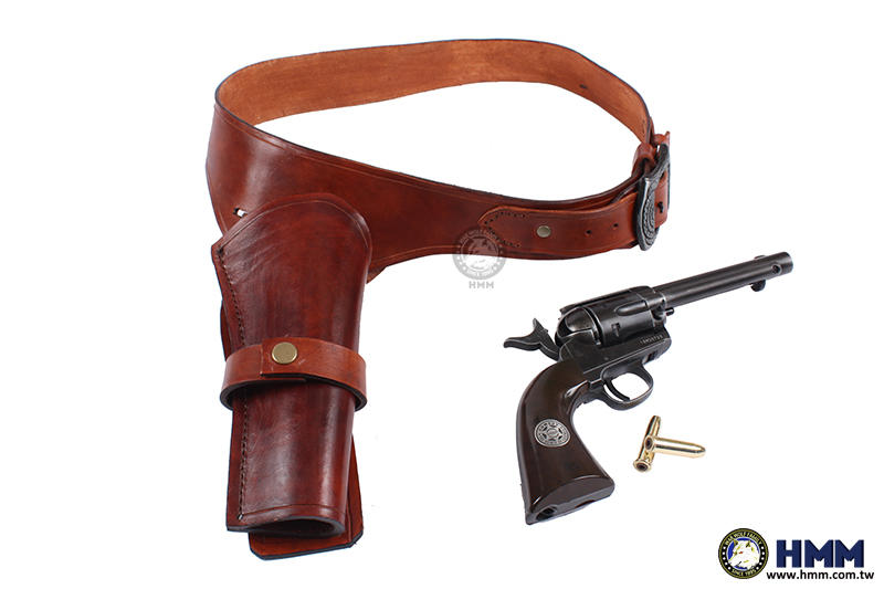 HMM榔頭模型 手工牛皮槍套  牛仔槍套   WG COLT SAA.左輪手槍 1887美國中折+槍套D款單邊牛仔熱銷版