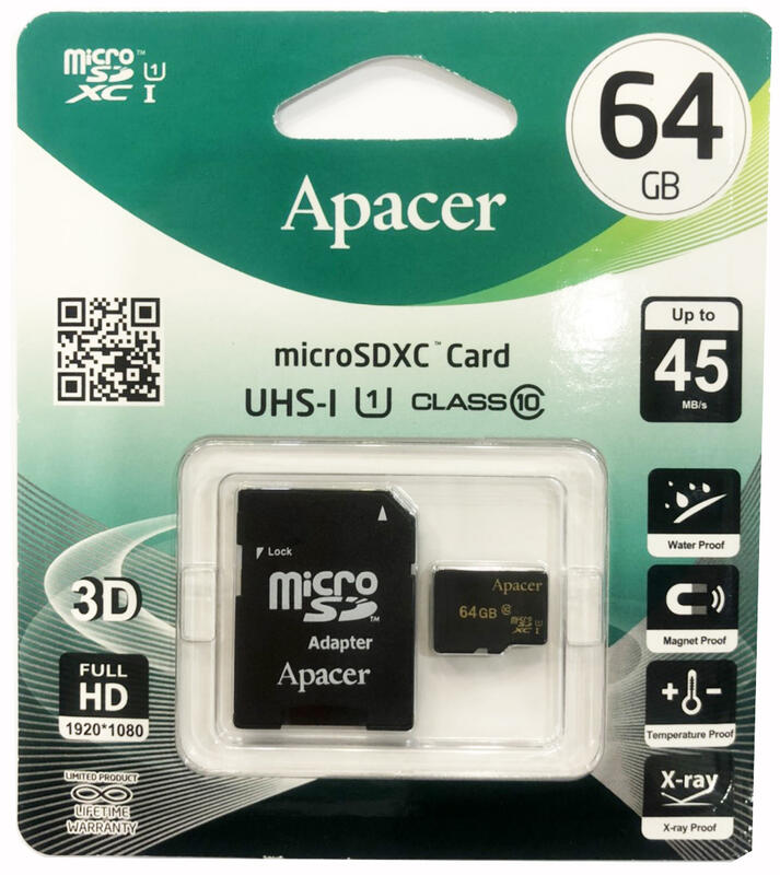 【Apacer 記憶卡】microSD 64GB micro SDHC 記憶卡 手機.平板.行車記錄器皆可適用