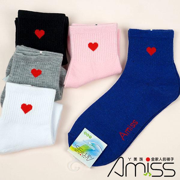 (2雙入)【Amiss】純棉韓系文青風~1/2造型-閨蜜愛心襪-【C912-2】