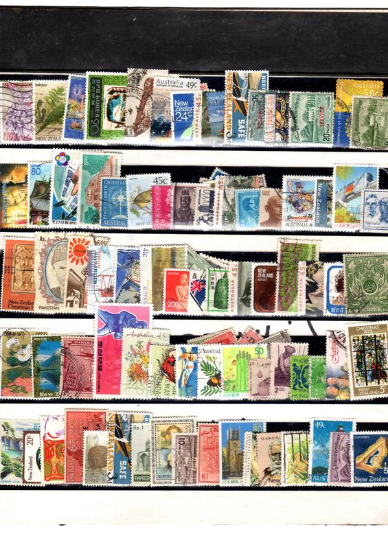 二手亞洲各國郵票150張，無重複，如圖