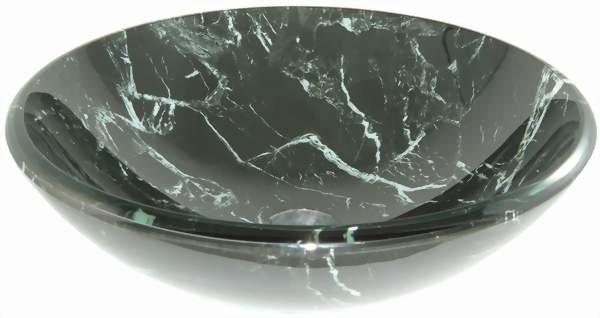 直徑42公分-雙層玻璃面盆黑色石材附落水頭,VS63