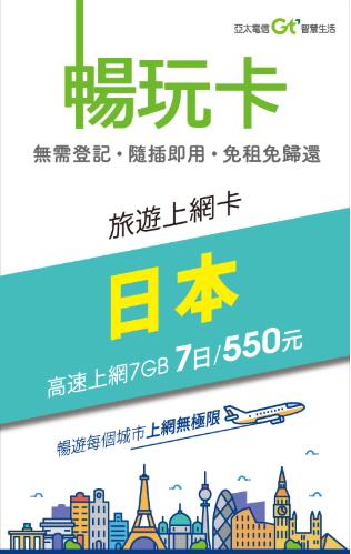暢玩卡 日本 7日7GB上網特價499/上網卡/漫遊卡/網路卡/網路卡/出國/旅遊/遊學