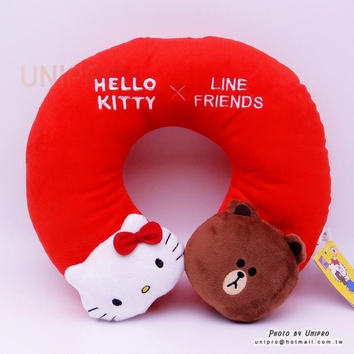 【UNIPRO】Hello Kity x LINE FRIENDS 凱蒂貓 熊大 KT 立體頸枕 U型枕 旅行枕 靠枕