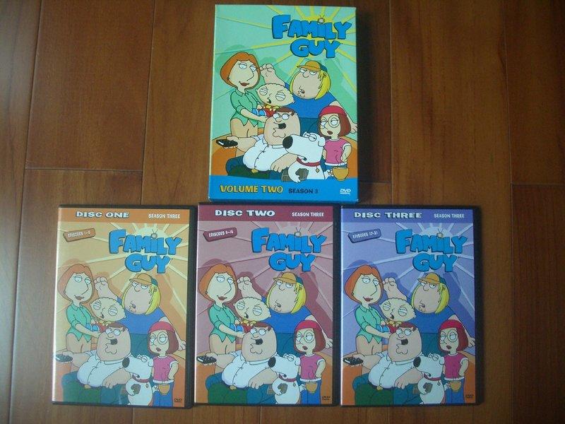 Family Guy Vol1 Season1&2(4片) Vol2 Season3(3片) Vol3(3片) 美國版