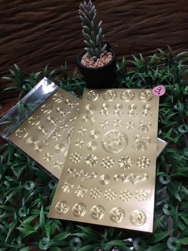 台灣製 燙金立體雕刻貼紙：金色 編號3  #設計卡片必備