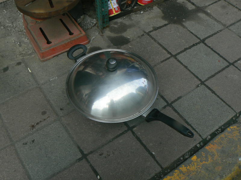 白鐵單柄炒鍋(鍋口直徑37公分)