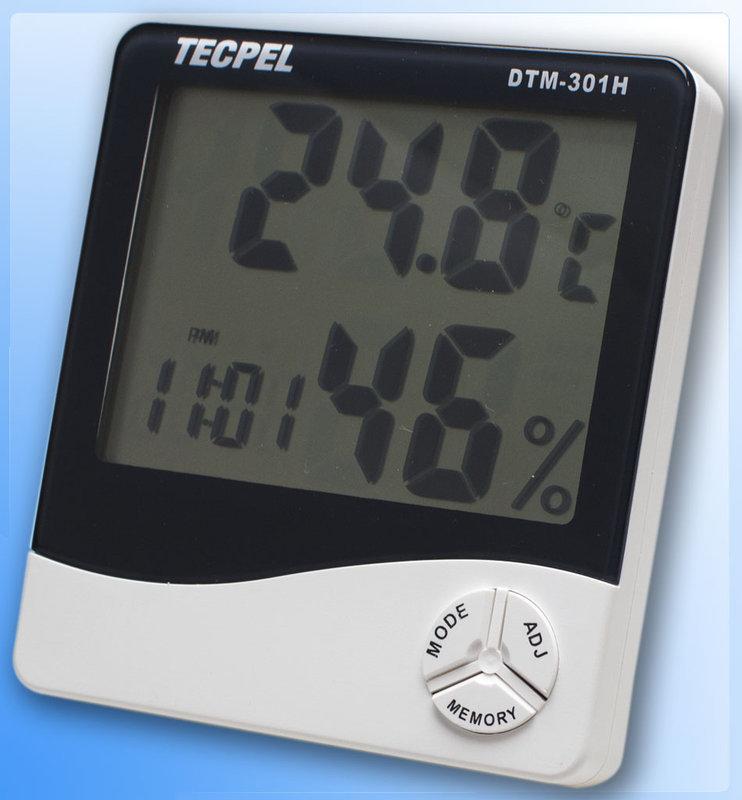 TECPEL 泰菱》DTM-301H 大型顯示溫濕度計 溫溼度計 時間 鬧鐘 溫濕度計可掛璧 ，用於防潮箱，儲藏室，家用