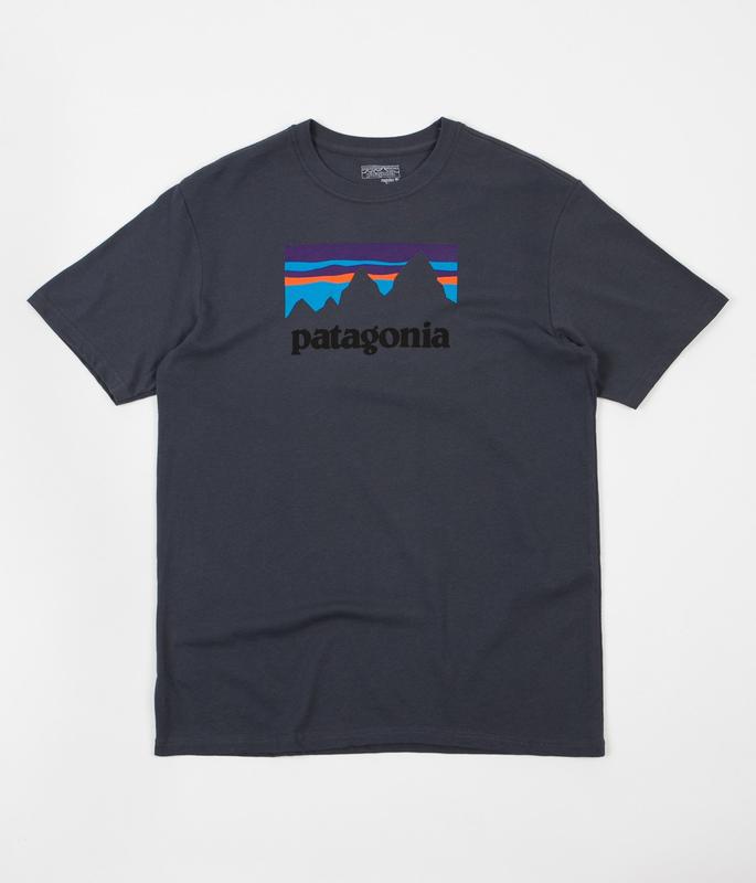 Patagonia Shop Sticker Cotton T-Shirt logo 灰藍色  north face
