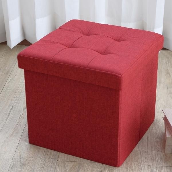 [ 家事達 ] 台灣SA-6390 北歐風加大可摺疊收納椅凳 ( 酒紅色)