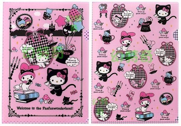 日本製Hello Kitty黑貓美樂蒂雙子星派對L夾文件夾文件套組(2入)102138【玩之內】
