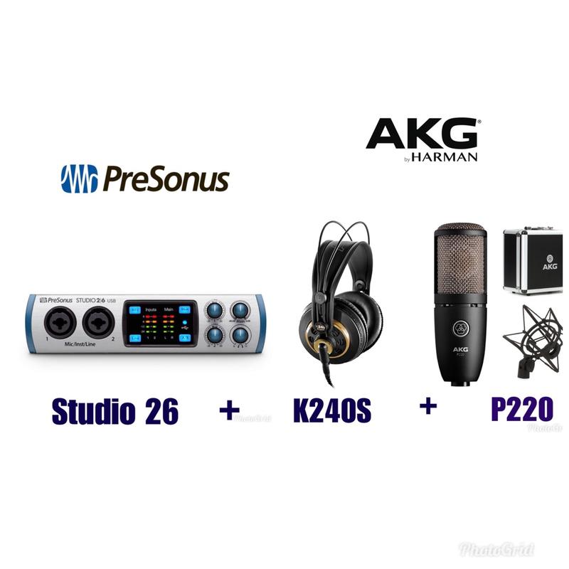 Presonus studio26 錄音介面+AKG K240S監聽耳機+AKG P220電容式麥克風