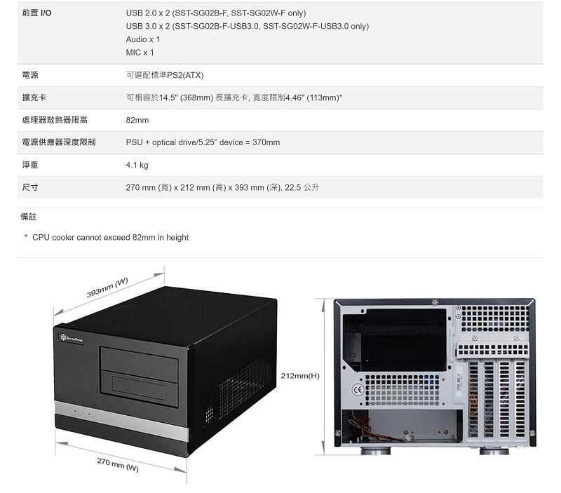 米特3C數位–SilverStone 銀欣SG02 黑/電腦機殼/SST-SG02B-F USB 3.0