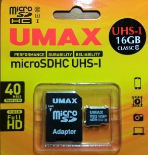 【UMAX】MicroSDHC UHS-I 16GB Class10記憶卡(含轉接卡)