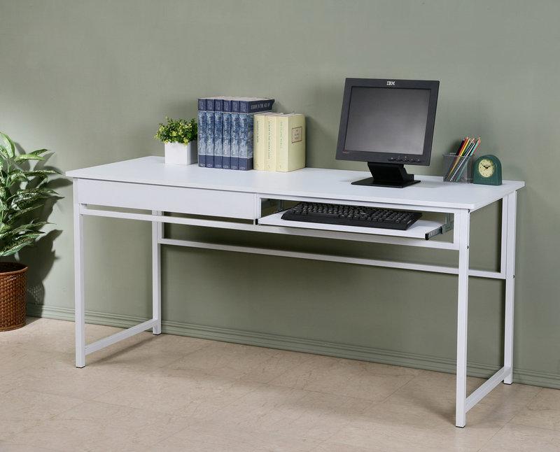 160防潑水耐用電腦桌(附鍵盤+抽屜)工作桌 書桌【馥葉】型號DE1660KDR 可加購玻璃