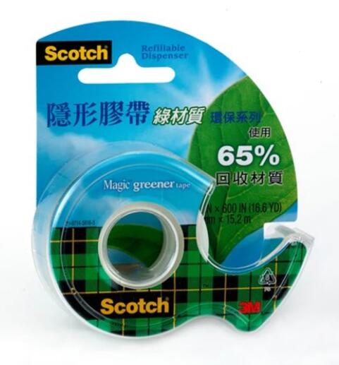 (樹山百貨} 3M Scotch 810GD 環保 綠材質 隱形膠帶19mm*16M 附膠帶台