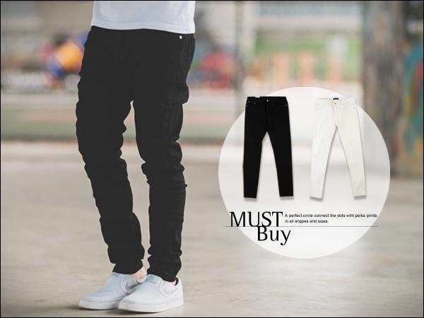 HOMME【N9979J】韓國製全素面彈性窄版牛仔褲(LE-KR8650)