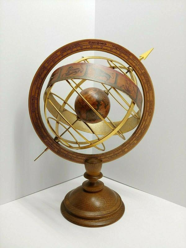 義大利進口 Made in Italy 早期 手工老木製造 大型天體地球儀